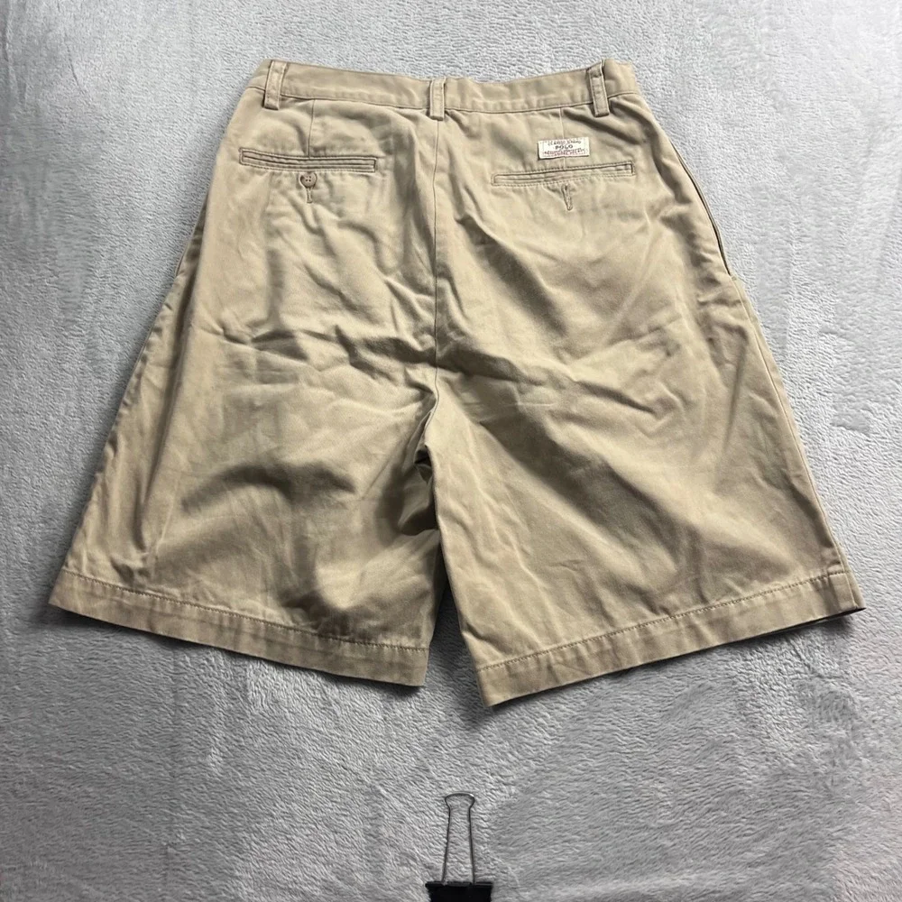 Polo Ralph Lauren Mens 30 Tyler Short Khaki Tan Pleated Chino Cotton Twill